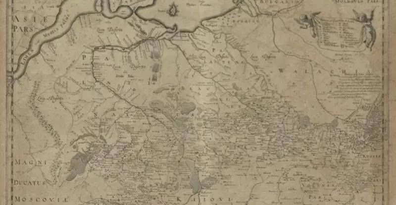 The name ‘Ukraine’ (Vkraina) on a European map in the year 1613.